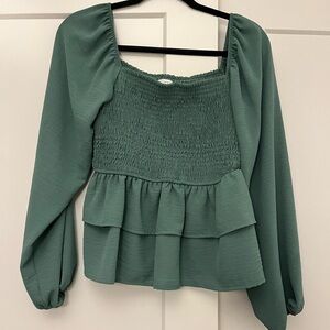 Altar'd State Green Smocked Blouse